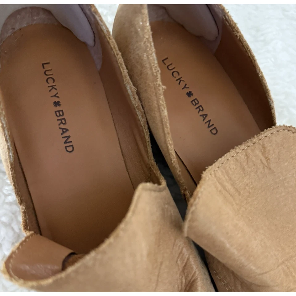 Lucky Brand Booties Women's Size 7M Mahzan Soft Tan Pebbled Leather Slip On Shoe - Image 3 of 4