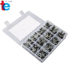 500pcs Black Rivets Kit, 14 SAE Sizes 3/32inch 1/inch 5/32" 3/16" Assortment
