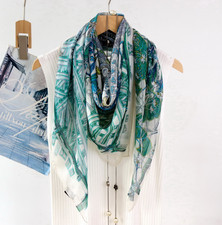 100 Chiffon Silk Square forest Print Scarf Neckerchief Bandanna Women Wrap 40''