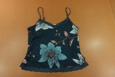 La Vie en Rose Womens Size Large Navy Floral Lace Trim Cami Tank Top NWT