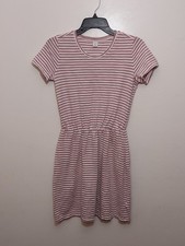 Old Navy Mauve/White Striped Elastic Waist T-Shirt Dress Women's Size XSmall