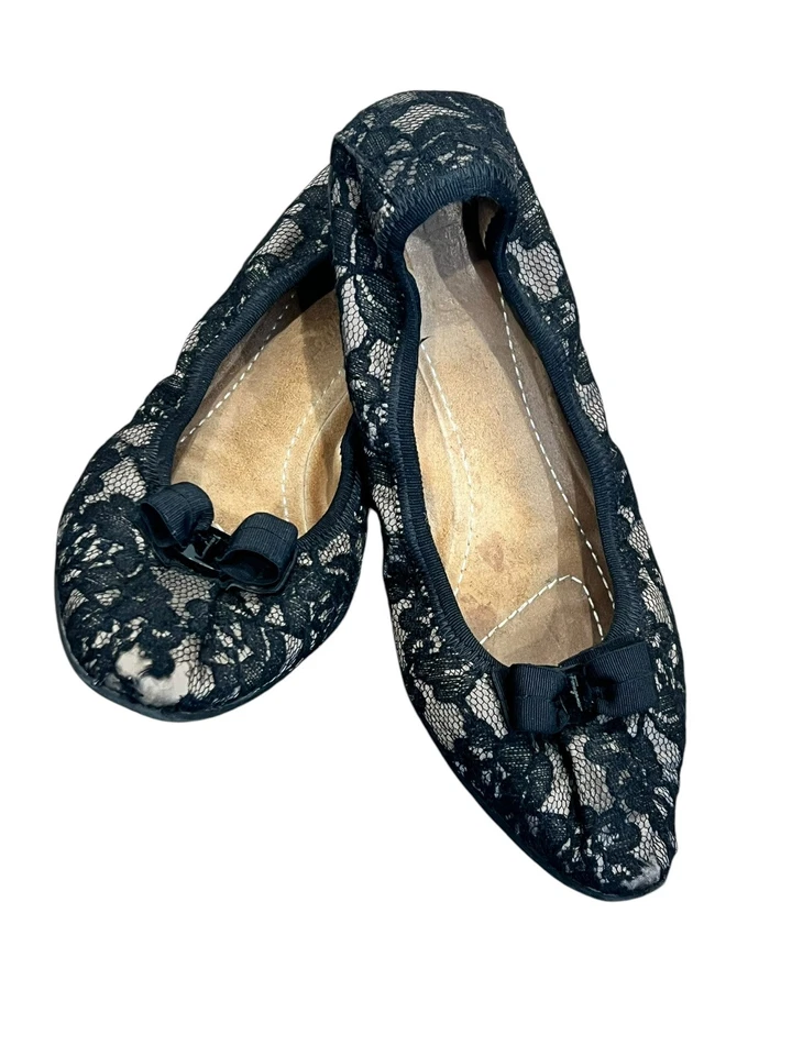 BAILARINA BALLET SALVATORE FERRAGAMO MY JOY BELLE ENCAJE NEGRO ARCO VARA 7,5 Foto 3 de 4