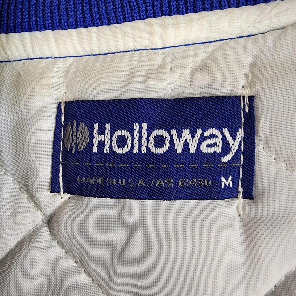 Chaqueta Holloway vintage para hombre grande azul satinado Becon construcción seguridad entrenador Foto 3 de 4