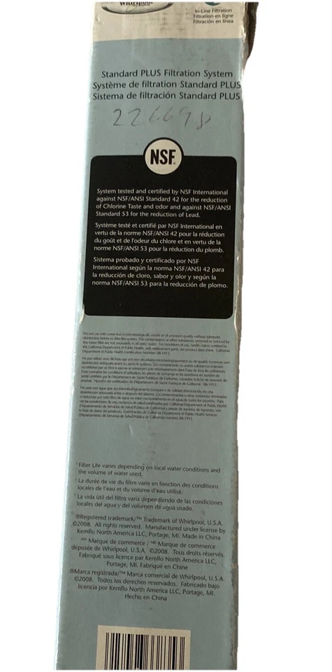 Whirlpool Standard Plus Filter Cartridge 226698 – Open Box – EZ-Change System - Image 3 of 4
