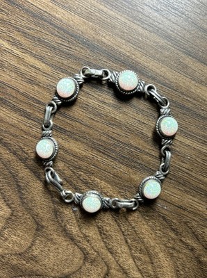 Wunderschönes feuriges weißes Opal in Sterlingsilber Armband - atemberaubend