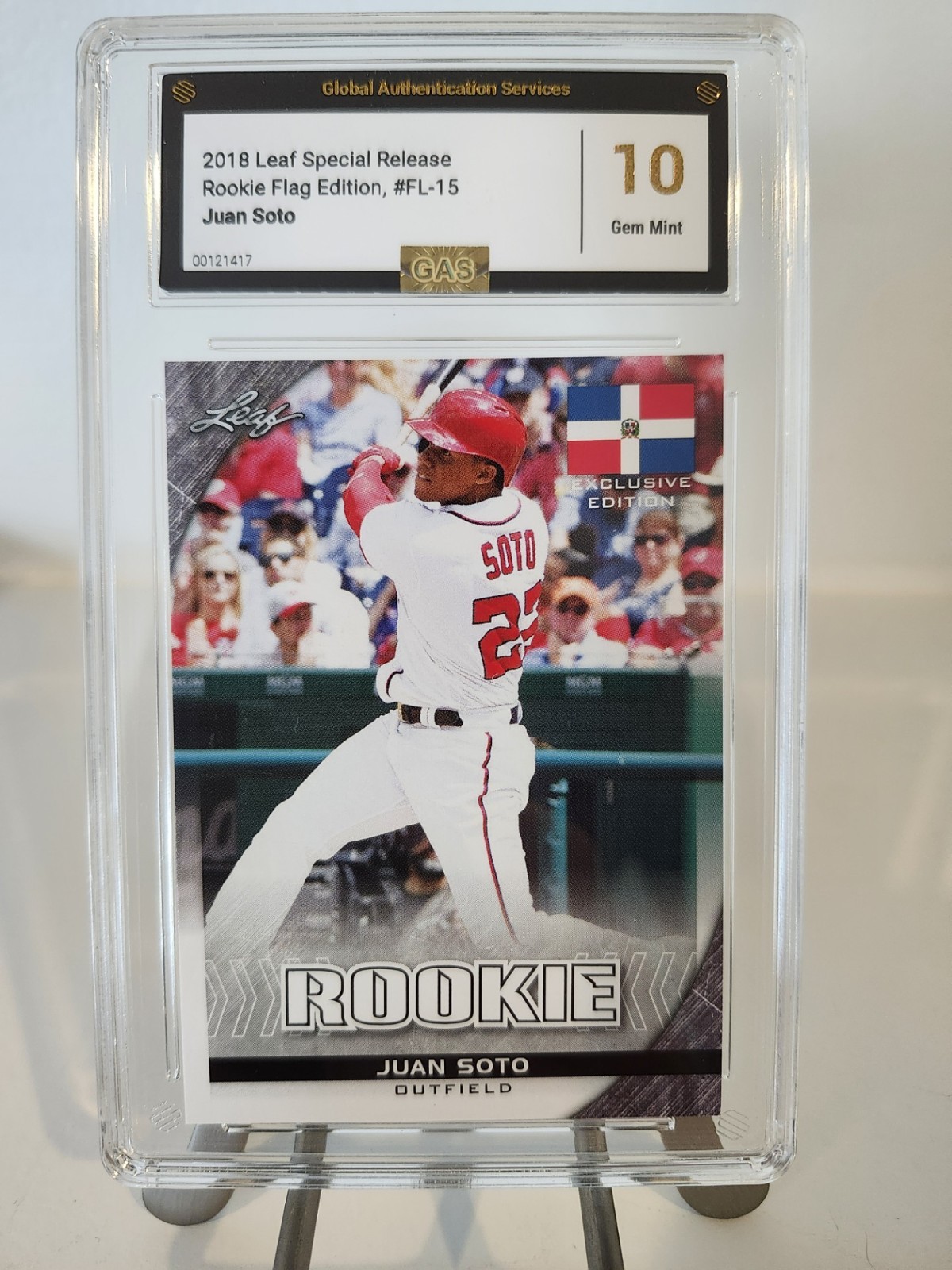 2018 Leaf Special Release - Rookie Flag Juan Soto #FL-15 (RC) GAS GEM Mint 10