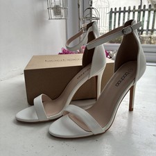 Boohoo White Ankle Strap High Heels 4” - Size 7 - Brand New In Box