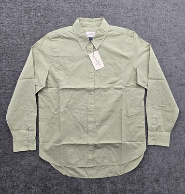 NWT Universal Thread Relaxed Fit Button Up Shirt Women's Small Green 100% Cotton