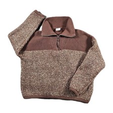 Varley Willard Knit Half Zip Sweater Womens Small Brown Colorblock 178