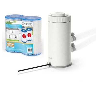 Intex 530GPH Filter Pump and Type A or C Filter Cartridge Replacement 2 Pack
