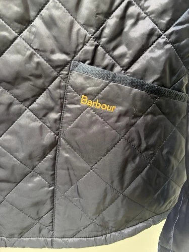 Barbour Men's Liddesdale Quilted Jacket Navy Blue, Size XL Oris Watch Branding image 7