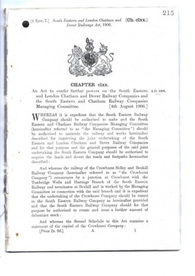 6 Edw 7 South Eastern and London Chatham and Dover Railways Act 1906