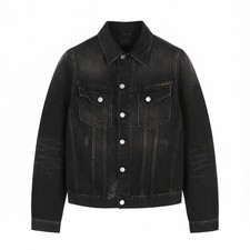 Nudie Jeans Billy Veste Pour Homme XS Black Lotus Bio Col Polo Denim Lavé