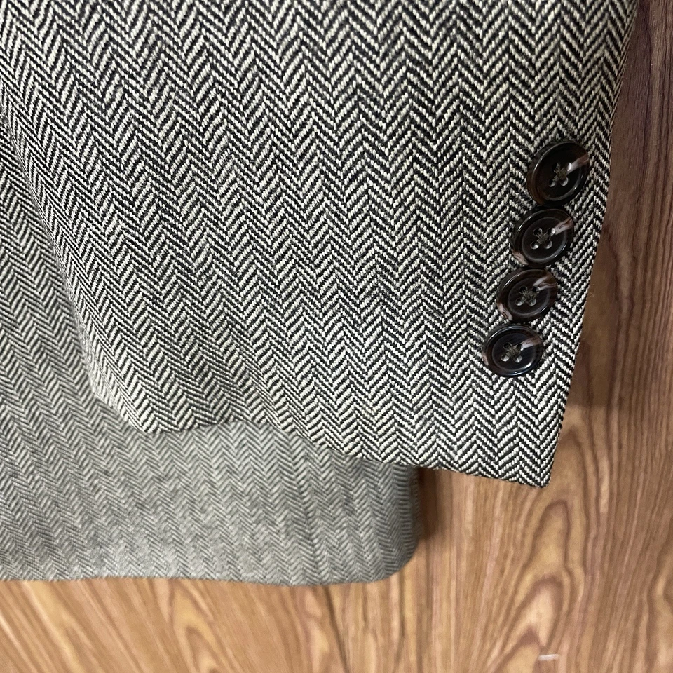 Chaps Sport Coat Mens 42L Black White Multicolor Soft Tweed 100% Lambswool - Image 3 of 4