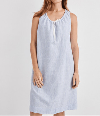 Haven Well Within linen blend pinstripe blue sleep dress coverup small