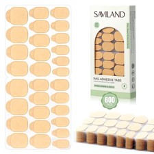 SAVILAND Plant-Based Nail Adhesive Tabs: 600 PCS Non-Irritating Nail Stickers