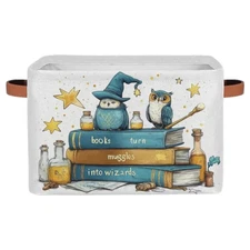 Book Basket for Kids Collapsible Rectangle Back to School Shelf Baskets Toy S...