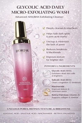 D OR24K Prestige Glycolic Acid Micro-Exfoliating Wash 100ml AHA BHA