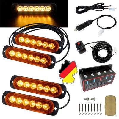 4stk Frontblitzer LED Blitzlicht Warnleuchte Strobe Licht Gelb 12V  KFZ LKW