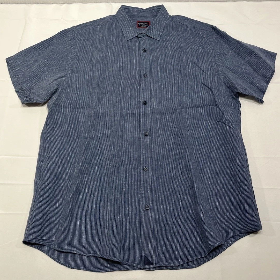 UNTUCKit Shirt Mens XL Blue Canon Linen Wrinkle Resistant Short Sleeve Button Up
Opens in a new wind