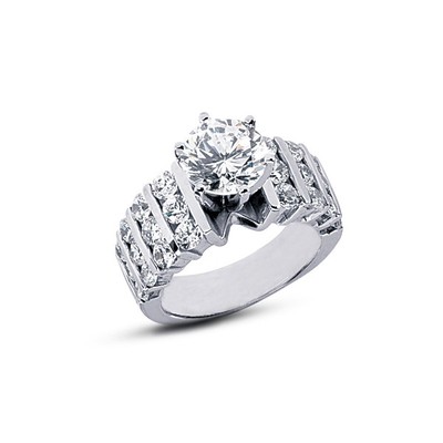 2.45 Carat I-SI1 Round Cut Earth Mined Certified Diamonds 14k Gold Accent Ring