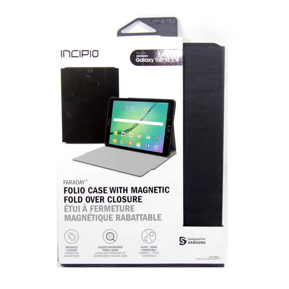 INCIPIO CASE FOR SAMSUNG GALAXY TAB S2 9.7 FARADAY FOLIO SLEEP WAKE SA-682-BLK-V - Image 2 of 3