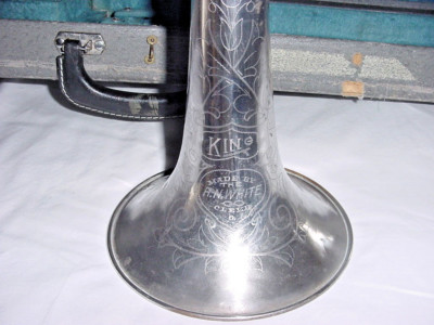 THE KING by H N WHITE TROMBONE CRYSTAL SILVER SLIDES LIONS HEAD