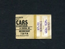 1979 The Cars Nick Gilder Concert Ticket Stub La Crosse Wisconsin Candy-O Tour