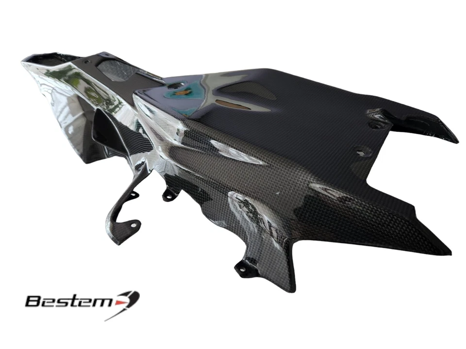 2015-2019 R1 R1M R1S fibra de carbono bandeja trasera cubierta carenado tejido de sarga Foto 2 de 4