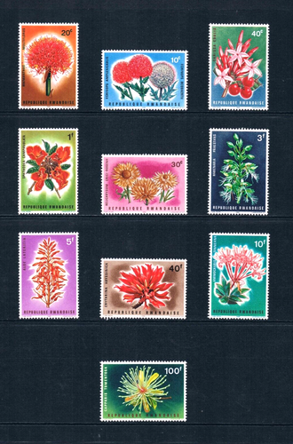 1/3 off $14.40 Scott Value - 1966 RWANDA Flowers African Wildlife CV MNH NH UMM - Picture 3 of 4