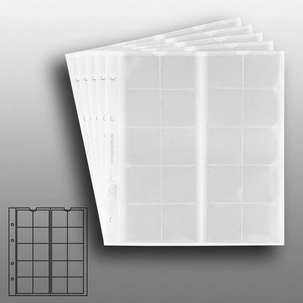 5 numismatische Prophila Münzhüllen, je 20 Fächer bis 34 mm Ø, z.B. für 2-Euro-,