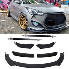 Front Bumper Lip Splitter+Spoiler /Chin Body Kit Strut Rods For Hyundai Veloster