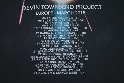 T-shirt Officiel Devin Townsend Project Europe Tour 2015 - Neuf Sans étiquettes, Rare, Couleur Noire En Coton