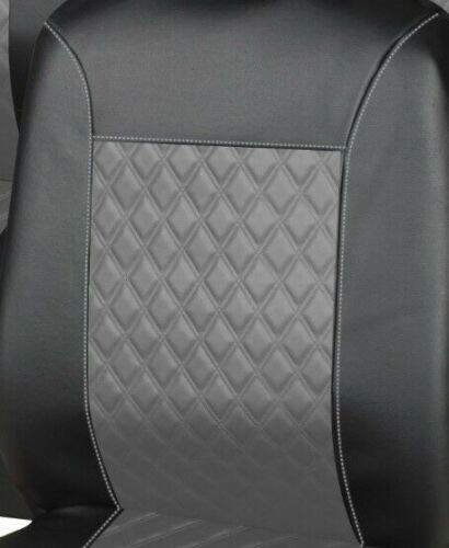 - Senza marca/Generico - - Coprisedili Auto Universali Set Protezioni Tappezzeria Look Pelle Grigio Nero - Miniatura 4