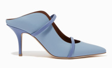 Malone Souliers 'Maureen' Blue Leather Pointed Toe Strappy Mule Heel sz 38.5