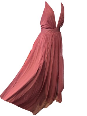 Luxxel Women's Size Medium Purple Tulle Mesh Long Cocktail Party Dress  V-Neck | eBay