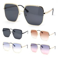 Womens Metal Chain Arm Mobster Rectangle Retro Fashion Sunglasses