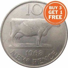 GUERNSEY 10P TEN PENCE 1968 BIS 2012 DATUMSWAHL