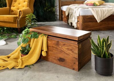 Truhe Sheesham 80x40x40 walnuss gewachst Box Aufbewahrung Stauraum | eBay.de