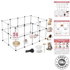 Customizable 24-Panel Portable Pet Playpen for Small Animals - 48"x24"x28"