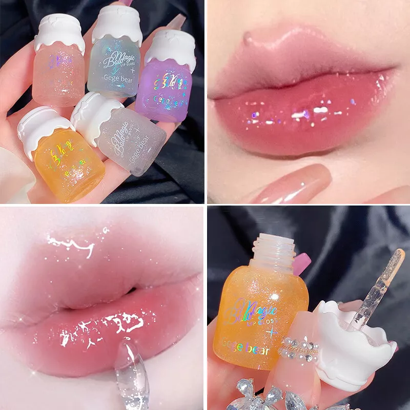 Cute Milk Jar Lip Gloss Colorless Glitter Long Lasting Moisturizing Lipsticks