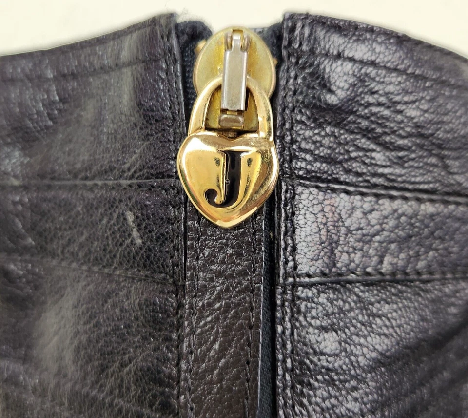 Botas Juicy Couture para mujer de cuero granulado negras hechas en Italia talla 6 Foto 4 de 4