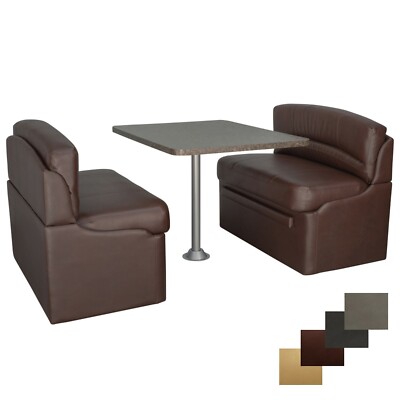 RV 44'' Mahogany Dinette Booth Seating Set Granite Chocolate Dining Table