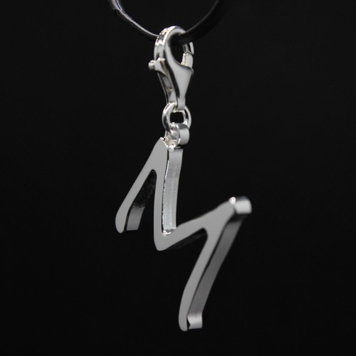 925 Sterling Silver 26-Alphabet Easygoing Handwriting Initial Pendant with Clasp