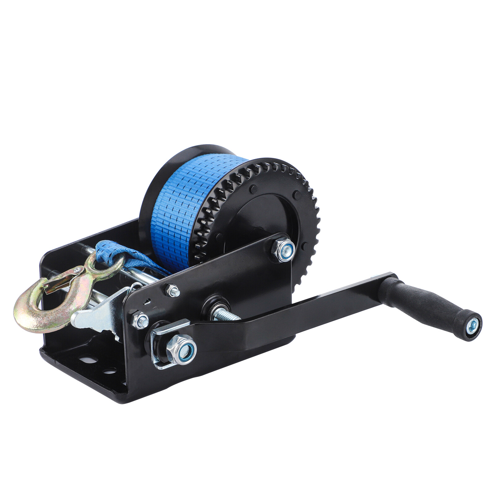Heavy Duty 32ft 3200LBS Hand Winch Hand Crank 2 Gear Polyester Strap Trailer USA