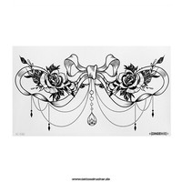 1 X Schleifen Underboob Tattoo - In Schwarz - Temporary Haut Tattoo - BC030 (1)