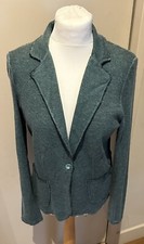 Majestic Filatures Cardigan Blazer Green Soft Jacket Size 2 (approx. Uk 10)