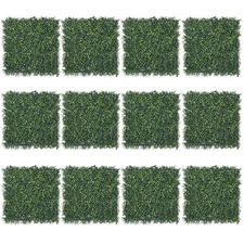 12 Pieces 19"x 19" Artificial Boxwood Panels Hedge Plant Grass Privacy Fence