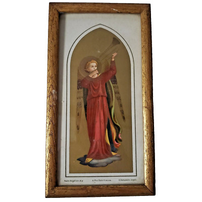Vintage Firenze Italian Gilt Framed Angel Print Beato Angelico Mid Century
