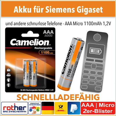 Camelion AAA Micro HR03 Ni-MH 1100mAH 1,2V Akku für Telefon, Computermaus usw.